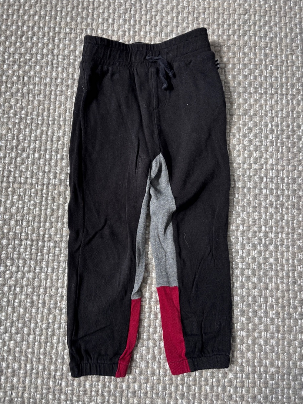 Splendid Black Joggers with Gray Panel and Burgundy Cuffs